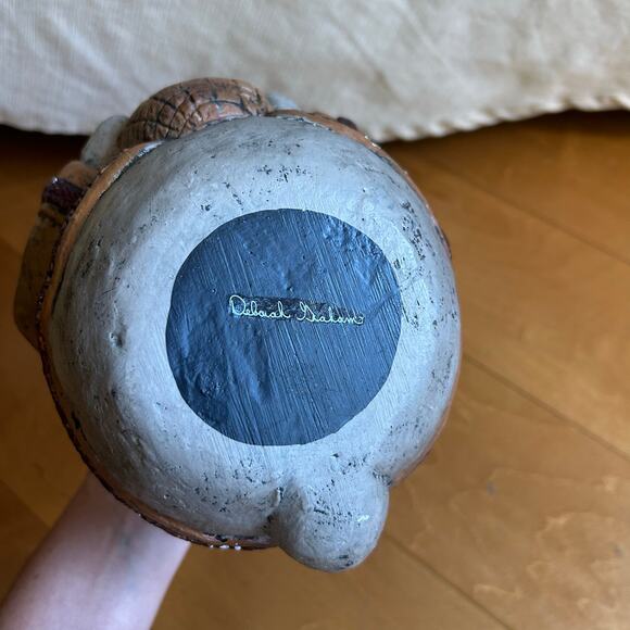 Vintage Deborah Graham Paper Mache Bunny Rabbit Basket Primitive Signed 12” - Picture 9 of 10